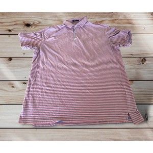 Johnnie-O Mens Size Xl Polo Shirt Striped Blue Pink Golf Preppy Casual